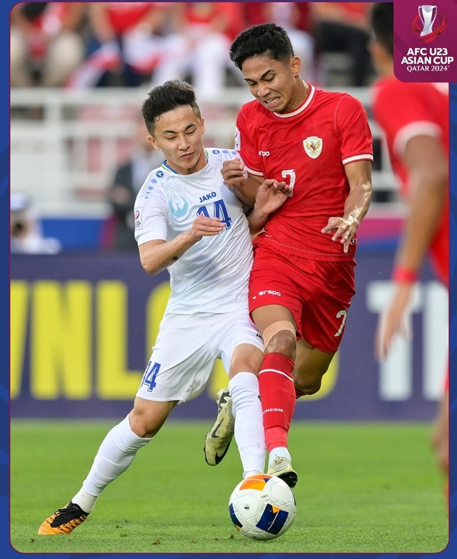 인도네시아-우즈베키스탄(흰색 유니폼) 경기. /사진=AFC 제공