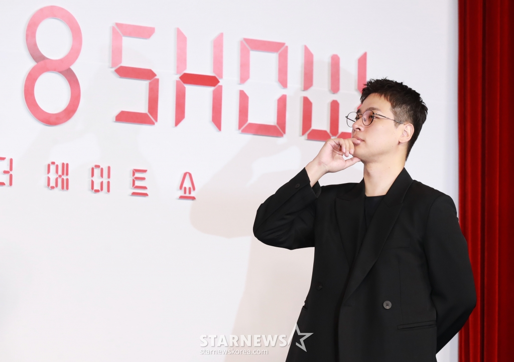 배우 박정민이 10일 오전 앰배서더 서울 풀만 호텔에서 진행된 넷플릭스 오리지널 시리즈 '더 에이트 쇼' 제작발표회에서 포즈를 취하고 있다. 8명의 인물이 8층으로 나뉜 비밀스런 공간에 갇혀 ‘시간이 쌓이면 돈을 버는’ 달콤하지만 위험한 쇼에 참가하면서 벌어지는 이야기 '더 에이트 쇼'는 오는 17일 공개된다. /2024.05.10 /사진=이동훈