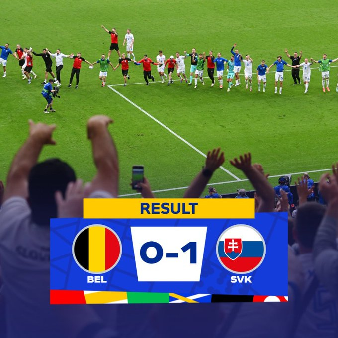 벨기에와 슬로바키아 경기 결과. /사진=유럽축구연맹(UEFA) 유로 2024 공식사회관계망서비스(SNS)