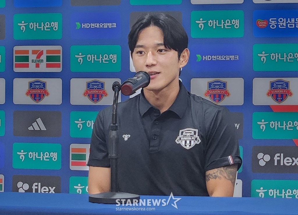 경기 후 수훈 선수 기자회견에서 정승원. /사진=박건도 기자