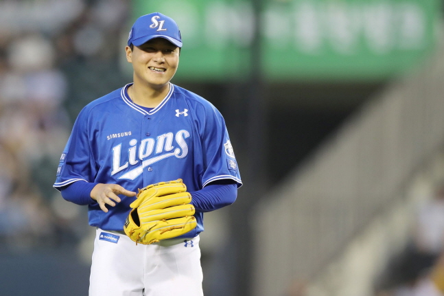 삼성 이승현이 LG전 호투 후 미소짓고 있다. /사진=삼성 라이온즈 제공