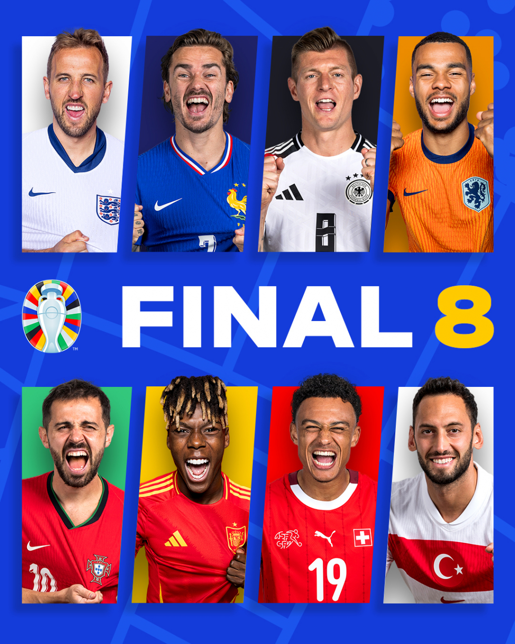 유로 2024 8강 대진이 모두 가려졌다. /사진=UEFA 공식 SNS