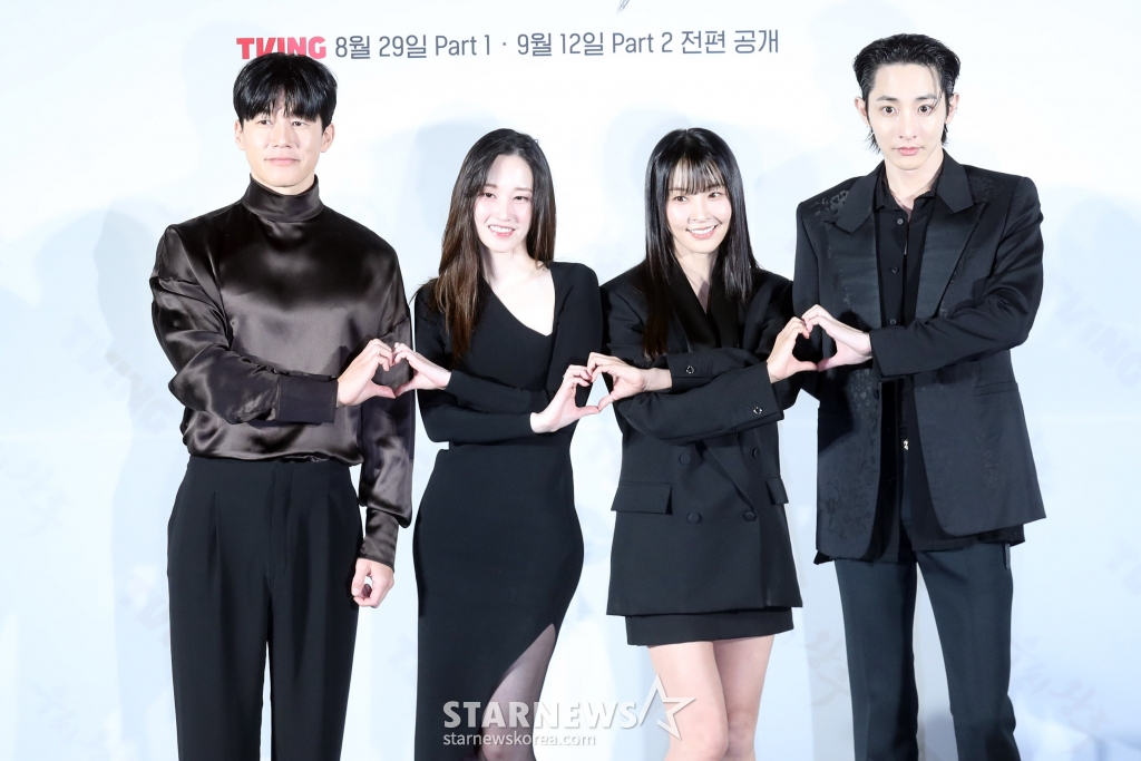 배우 김무열, 전종서, 정유미, 이수혁이 27일 오후 서울 용산CGV에서 열린 TVING 오리지널 '우씨왕후' 제작발표회에 참석해 포즈를 취하고 있다. 드라마 '우씨왕후'는 갑작스러운 왕의 죽음으로 왕위를 노리는 왕자들과 권력을 잡으려는 다섯 부족의 표적이 된 왕후가 24시간 안에 새로운 왕을 세우기 위해 사투를 벌이는 추격 액션 사극으로 오는 29일 공개된다. 2024.08.27 /사진=임성균