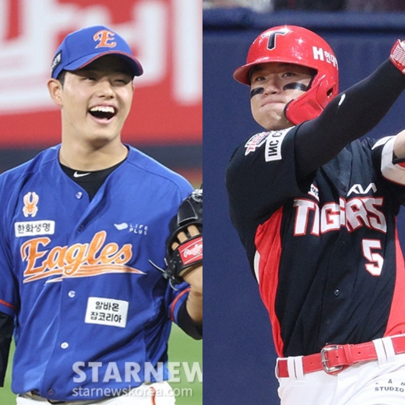 한화 문동주(왼쪽)와 KIA 김도영. /사진=김진경 대기자