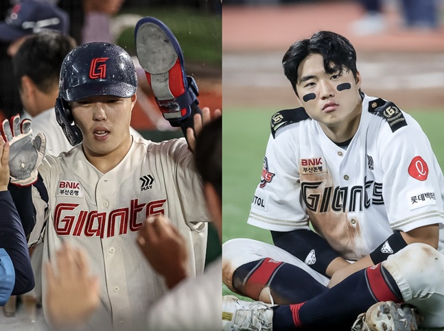 롯데 고승민(왼쪽)과 손성빈. /사진=롯데 자이언츠 제공