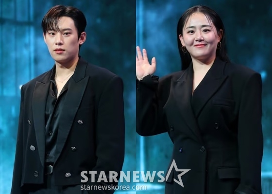 배우김성철, 문근영이 21일 오전 서울 JW메리어트 동대문스퀘어에서 진행된 넷플릭스 '지옥 시즌2' 제작발표회에 참석해 포즈를 취하고 있다. '지옥2'는 계속되는 지옥행 고지로 더욱 혼란스러워진 세상, 갑작스레 부활한 새진리회 정진수(김성철 분) 의장과 박정자(김신록 분)를 둘러싸고 소도의 민혜진(김현주 분) 변호사와 새진리회, 화살촉 세력이 새롭게 얽히면서 벌어지는 이야기다. 오는 25일 공개. 2024.10.21 /사진=김창현