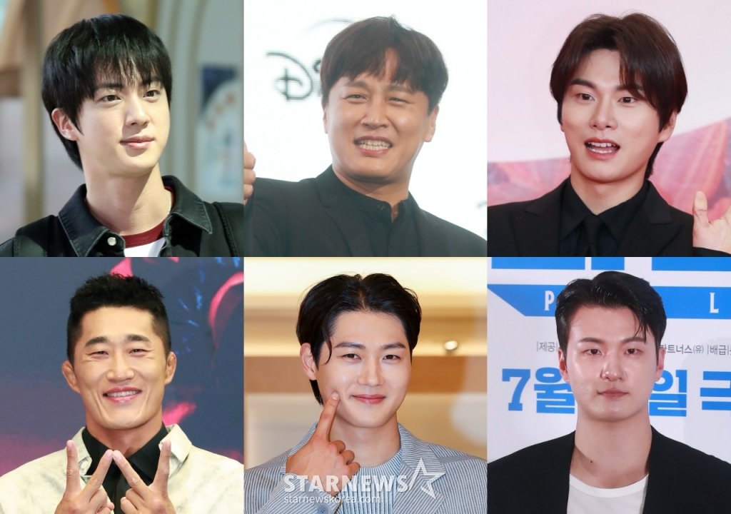 방탄소년단 진, 차태현, 이이경, 김동현, 오상욱, 신승호 /사진=스타뉴스