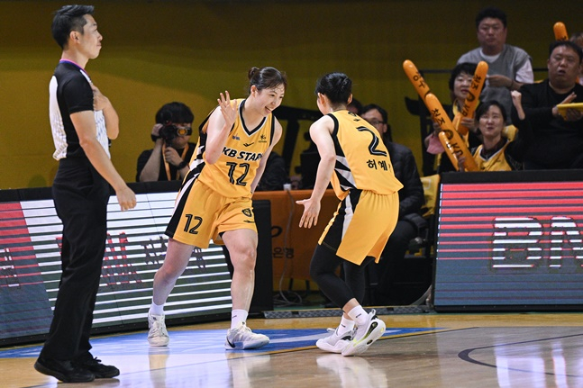 나가타 모에(왼쪽)와 허예은. /사진=WKBL 제공