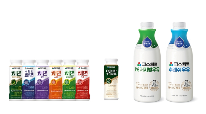 파스퇴르 신규 BI 및 디자인 리뉴얼이 적용된 제품들.
