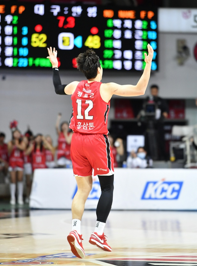 정효근의 골 세리머니. /사진=KBL 제공