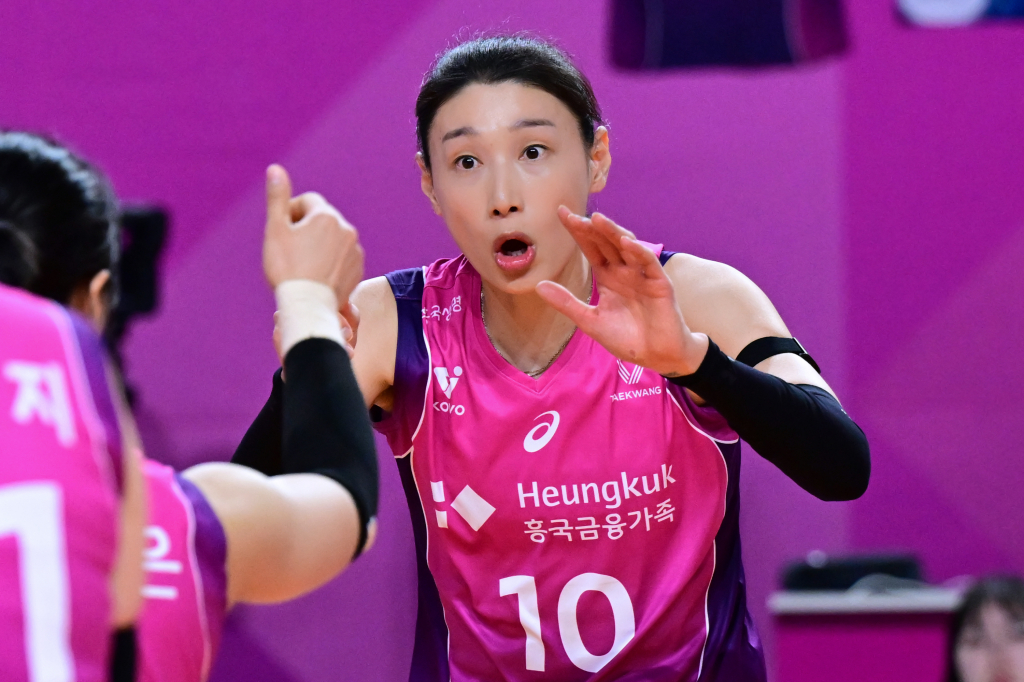 득점 후 동료들과 하이파이브하는 김연경. /사진=KOVO 제공