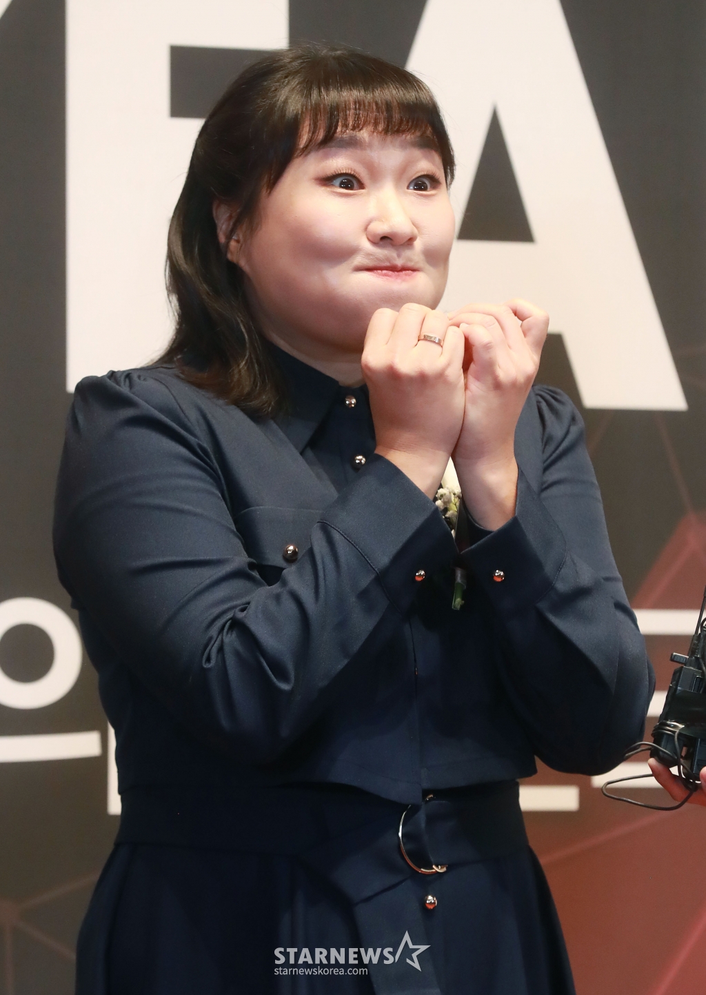 코미디언 이수지가 3일 오전 서울 신라호텔에서 진행된 '2024 올해의 브랜드 대상' 포토월 행사에 참석해 포즈를 취하고 있다. /2024.09.03 /사진=이동훈