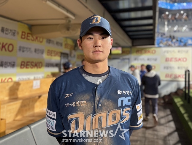 NC 김주원이 취재진과 인터뷰를 하고 있다. /사진=양정웅 기자