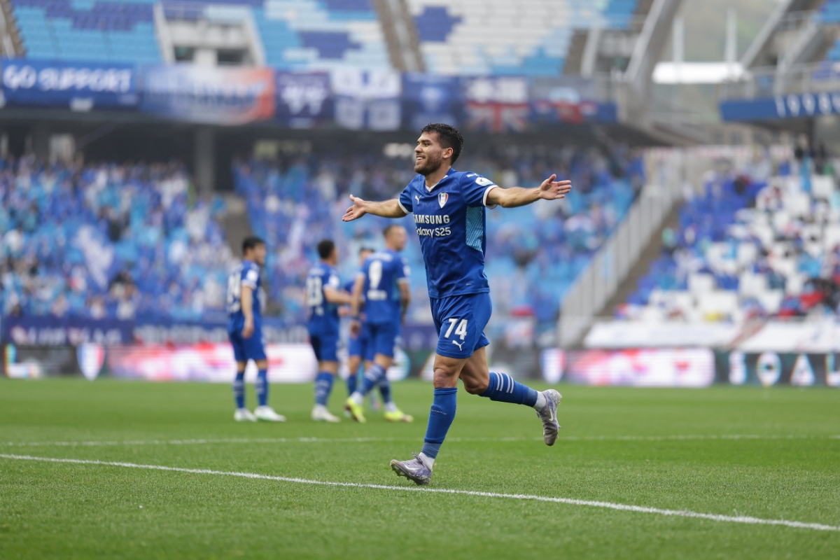 수원 삼성 공격수 브루노 실바. /사진=한국프로축구연맹 제공