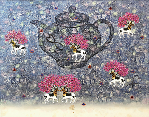 임근우 작 Cosmos-고고학적 기상도, 90.9×72.7cm, acrylic on canvas, 2023