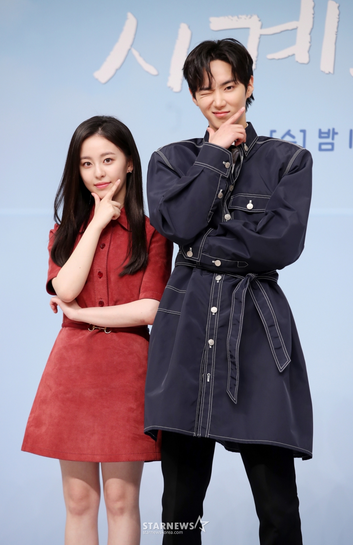 배우 박지후, 하유준이 28일 서울 양천구 목동 SBS에서 진행된 드라마 '사계의 봄' 제작발표회에 참석해 포즈를 취하고 있다. /2025.04.28 /사진=김휘선 hwijpg@