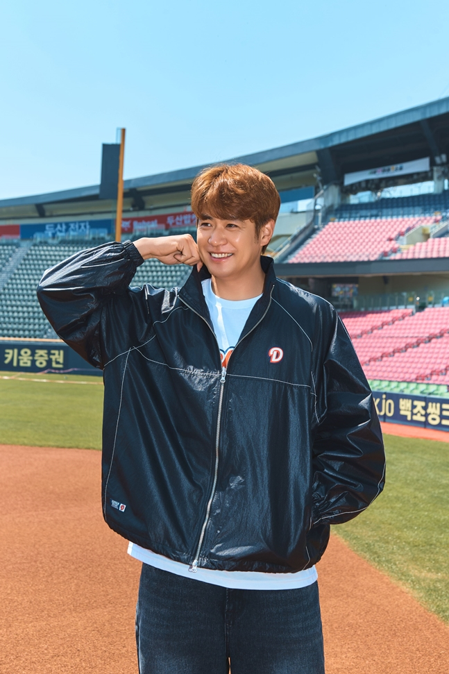 스파오 의류를 착용한. 김재환의 모습. /사진=두산 베어스