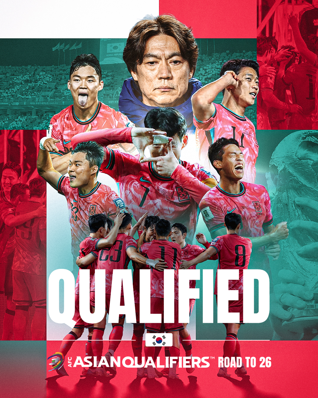 2026 국제축구연맹(FIFA) 북중미 월드컵 본선 진출을 확정한 대한민국 축구 대표팀. /사진=아시아축구연맹(AFC) SNS 캡처