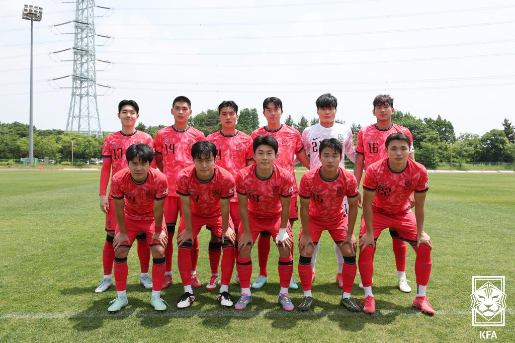 9일 시흥 정왕스타디움에서 열린 호주와의 22세 이하(U-22) 축구대표팀 비공개 평가전에 선발로 나선 대한민국 대표팀 선수들. /사진=대한축구협회 제공
