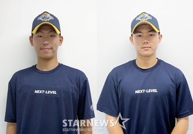 2025 KBO 넥스트-레벨 트레이닝 캠프에 참가한 개성고 박주상(왼쪽)과 전주고 김현진. /사진=양정웅 기자