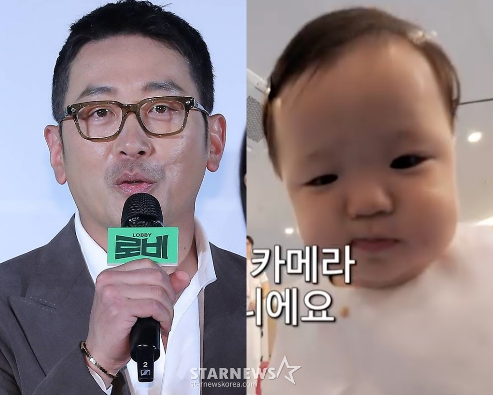 배우 하정우(왼쪽), 배우 황보라 아들 우인 /사진=스타뉴스, TV조선 방송화면