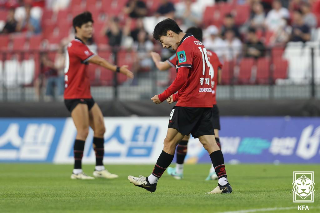 황재환이 득점 후 세리머니하고 있다. /사진=대한축구협회(KFA) 제공