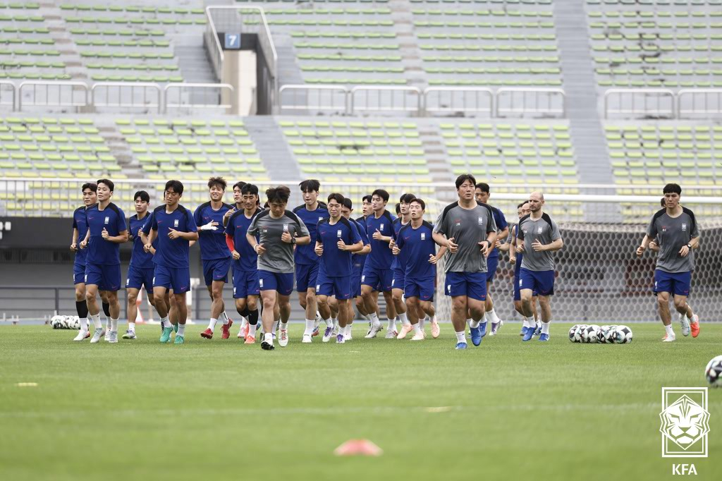 훈련 중인 동아시안컵 축구대표팀. /사진=대한축구협회 제공