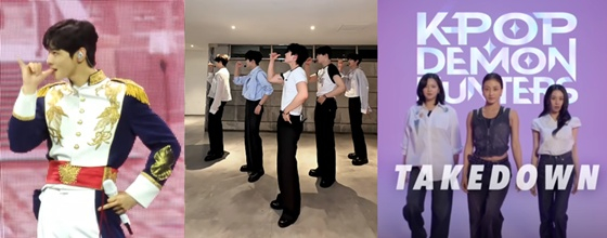 (왼쪽부터) 차은우, 그룹 제로베이스원, 트와이스 정연-지효-채영/사진=유튜브 채널 'MYOON', 제베원 유튜브, 넷플릭스