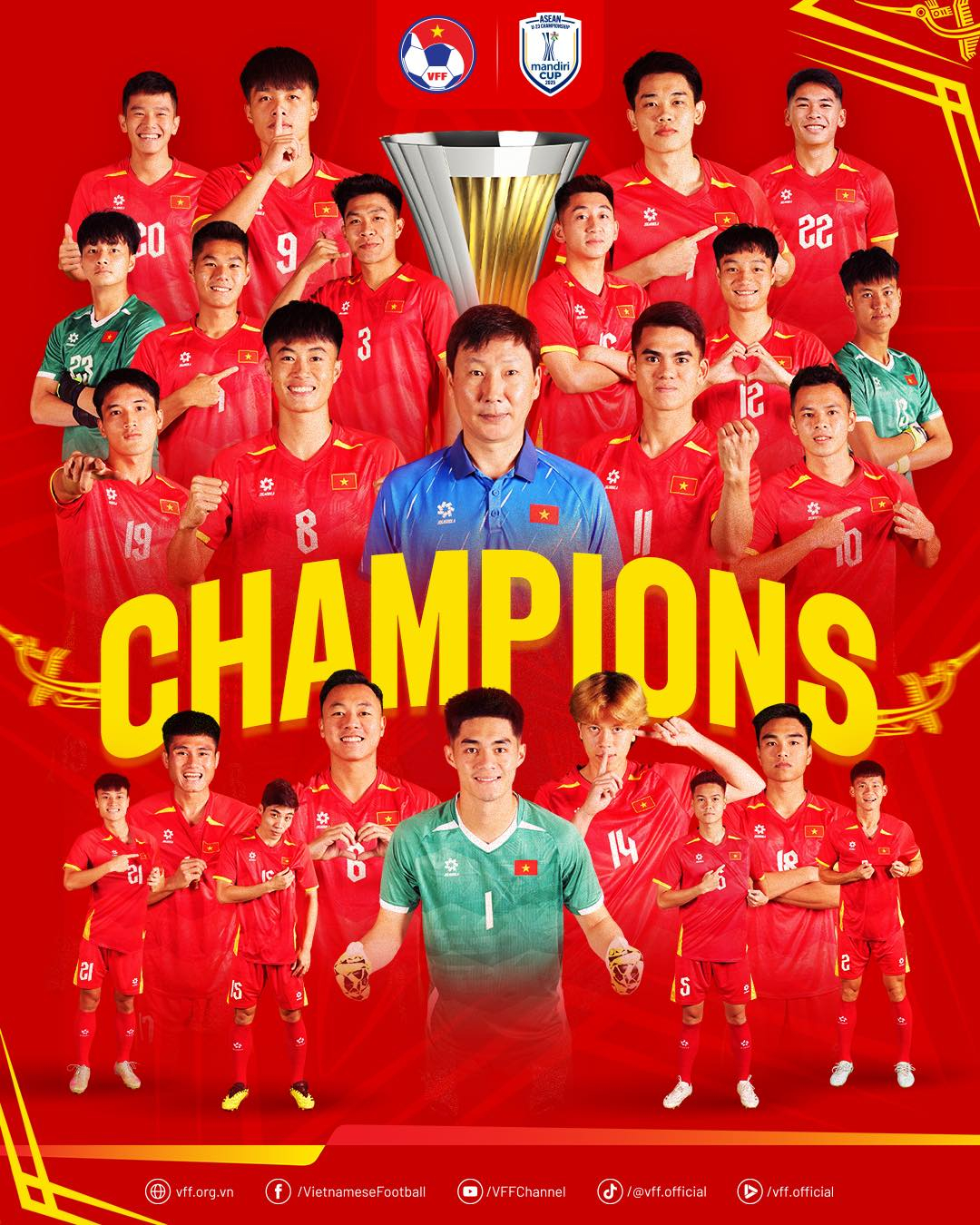 2025 아세안축구연맹(AFF) U-23 챔피언십 우승을 차지한 베트남 축구대표팀. /사진=베트남축구협회 제공