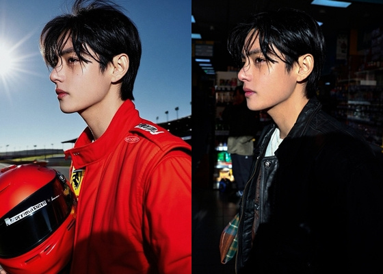 방탄소년단 뷔 레이서 AI 사진(왼쪽)과 원본