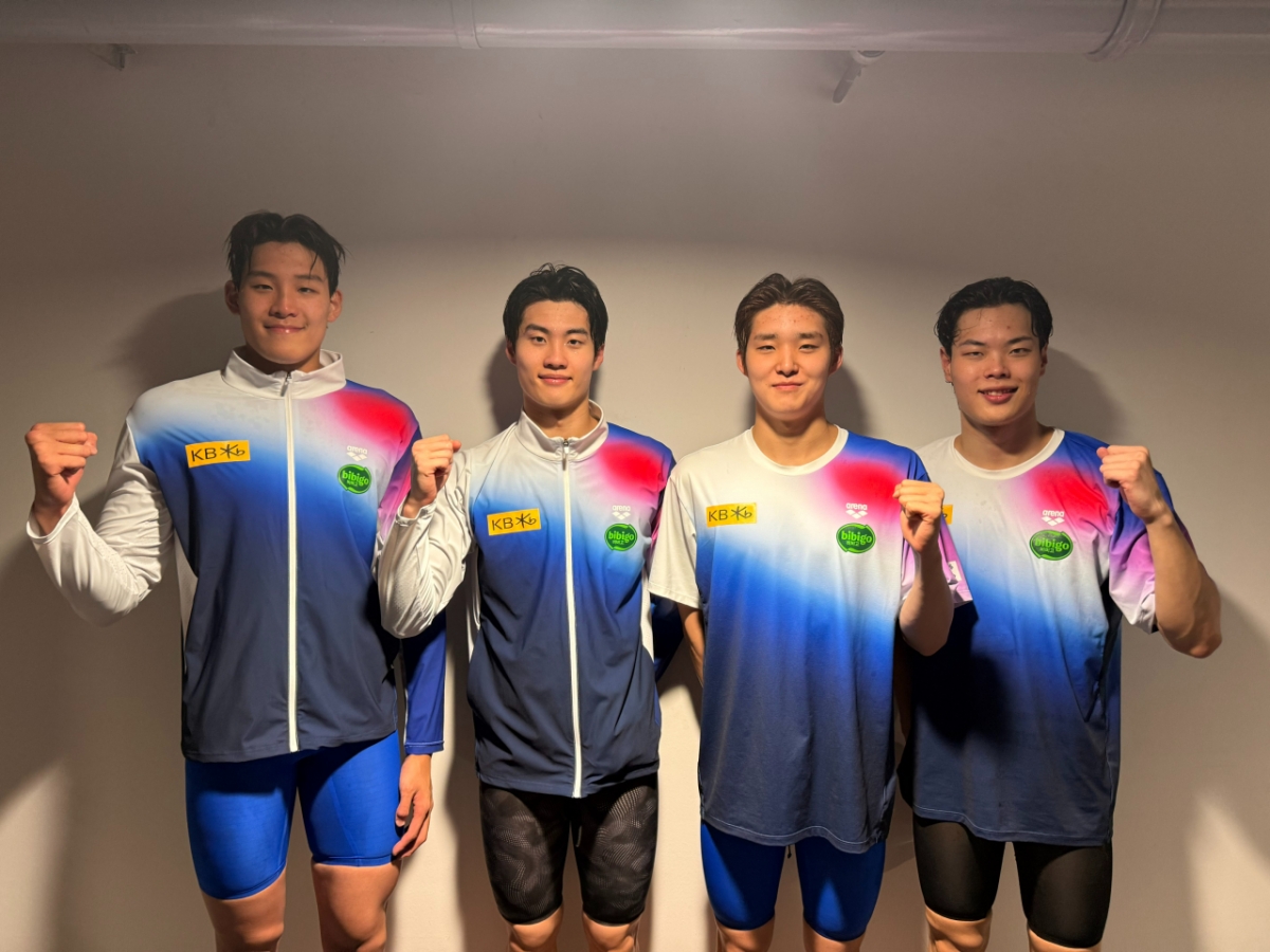 2025 싱가포르 세계수영선수권대회 남자 800m 결선 진출에 성공한 선수들. /사진=대한수영연맹 제공