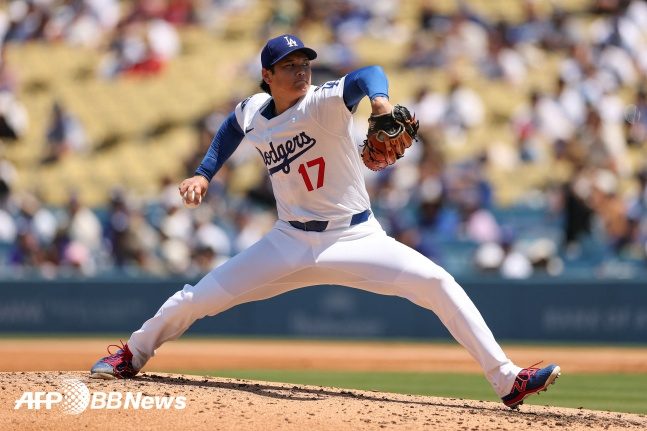 오타니 쇼헤이가 7일(한국시간) 2025 MLB 정규시즌 세인트루이스전에서 역투하고 있다. /AFPBBNews=뉴스1
