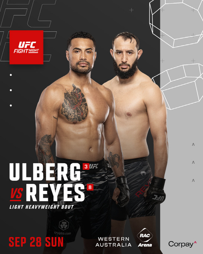 메인이벤트에서 맞붙을 울버그(왼쪽)와 레예스. /사진=UFC 제공