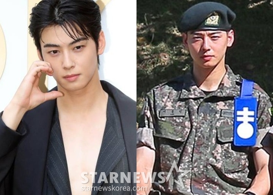 차은우 /사진=스타뉴스, 육군훈련소 홈페이지