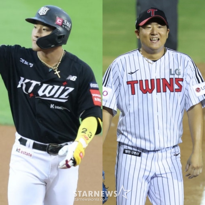 KT 안현민(왼쪽)과 LG 송승기. /사진=김진경 대기자