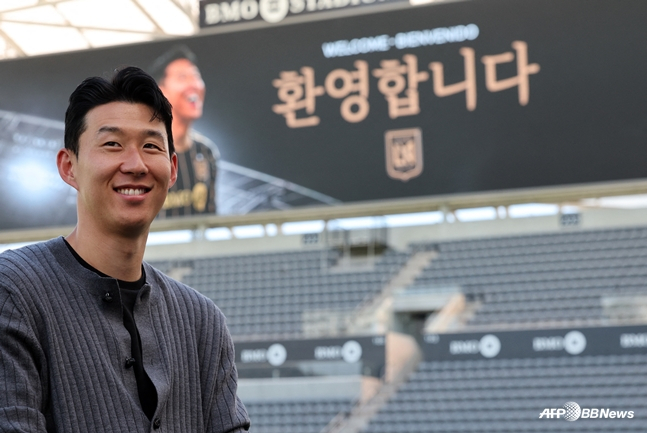 LAFC 입단식 당시 손흥민의 모습. /AFPBBNews=뉴스1