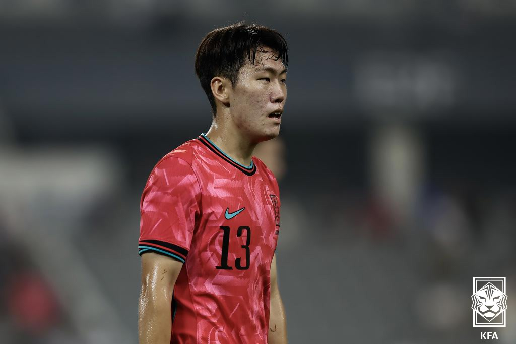 지난달 2025 동아시아축구연맹(EAFF) E-1 풋볼 챔피언십(동아시안컵)을 통해 A매치 데뷔전을 치렀던 강상윤. /사진=대한축구협회 제공
