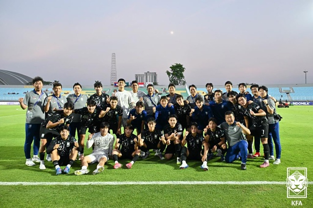 대한민국 22세 이하(U-22) 축구 대표팀의 승리 세리머니. /사진=대한축구협회 제공
