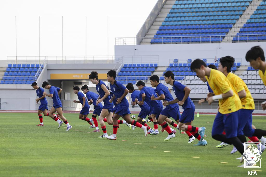 김해에서 진행된 소집 훈련 당시 U-20 대표팀. /사진=대한축구협회 제공