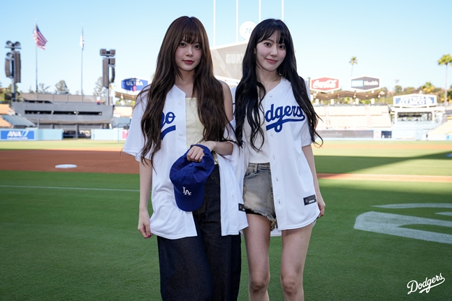 홍은채(왼쪽)와 미야와키 사쿠라. /사진=LA 다저스 공식 SNS