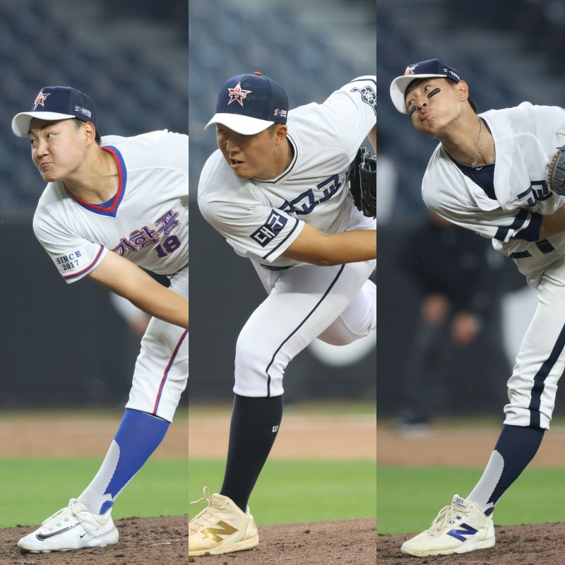 왼쪽부터 경기항공고 양우진, 대구고 김민준, 인천 동산고 신동건. /사진=한화 이글스 제공