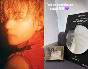 “Thank you ARMY♥” BTS V，Spotify十亿流媒体达成纪念碟