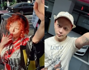 Хёна нежно держит за руку Юн Джун Хёна с «пропавшими» бровями и с любовью делится этим моментом в соцсетях